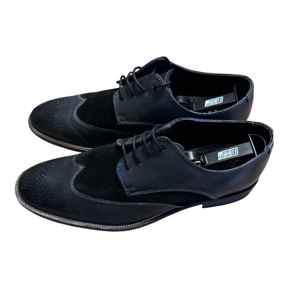 Stacy Adams Men’s Size 10 Black Wingtip Brogue Dress Shoes Velvet Suede Accent main image 6